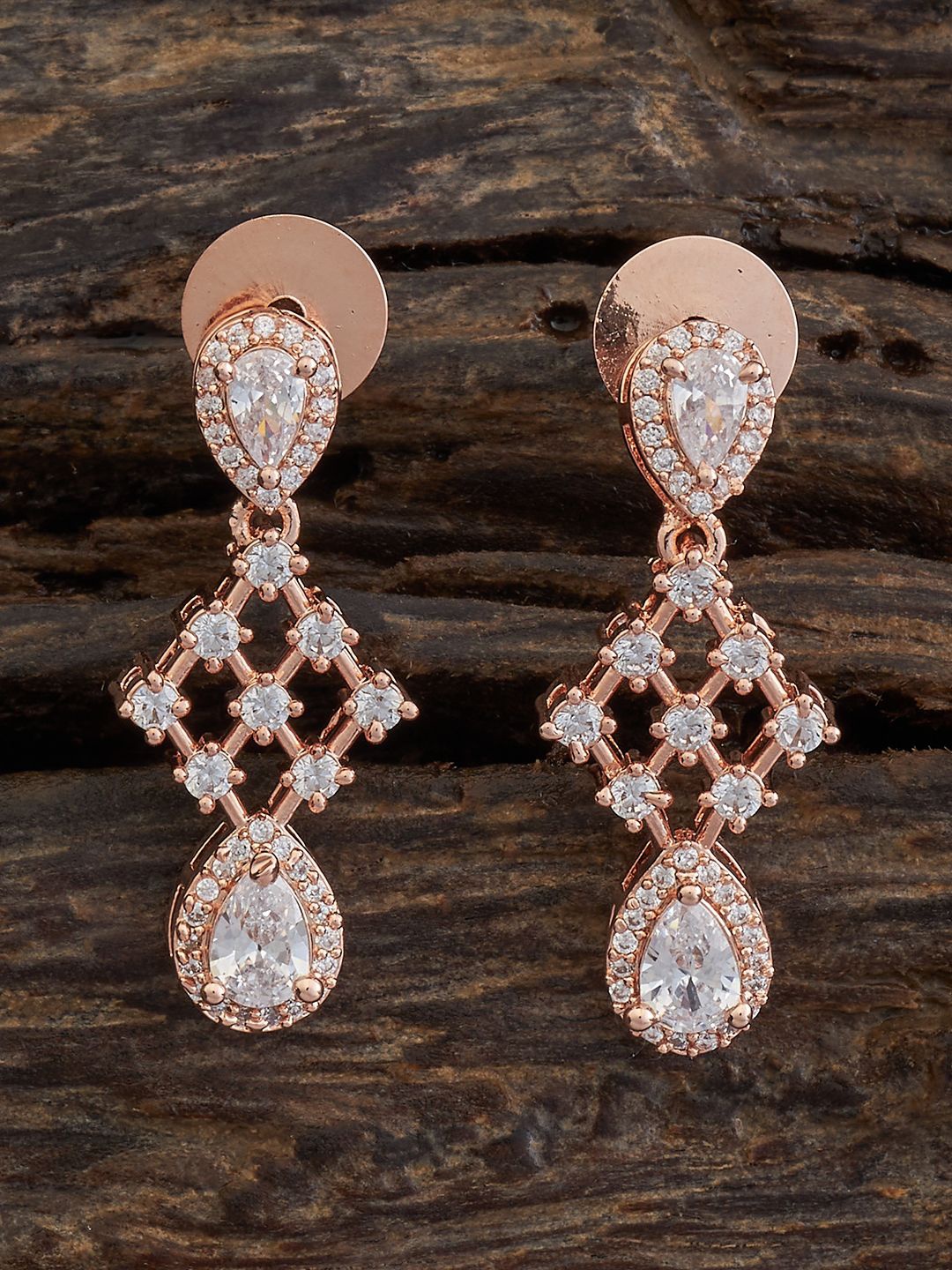 

Kushal's Fashion Jewellery Rose Gold Plated Drop Earrings