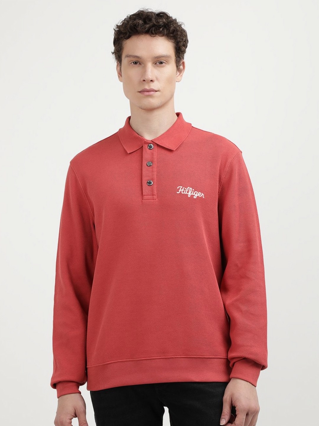 

Tommy Hilfiger Men Solid Polo Collar Cotton T-Shirt, Red