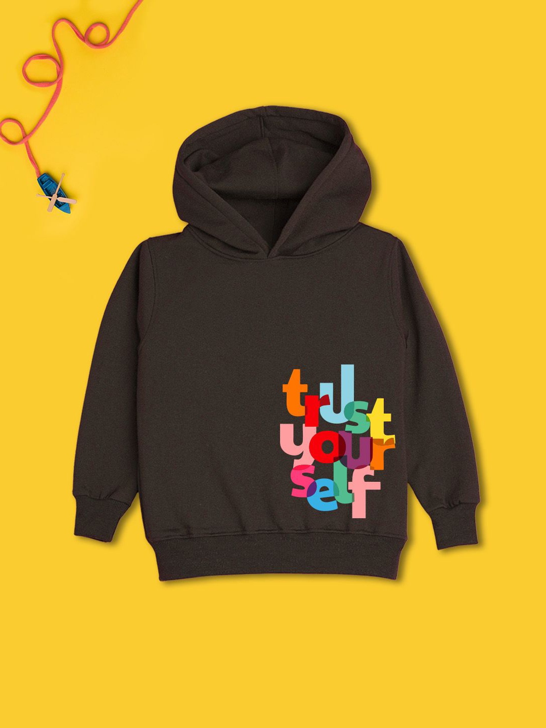 

NUSYL Boys Printed Hooded Sweatshirt, Brown