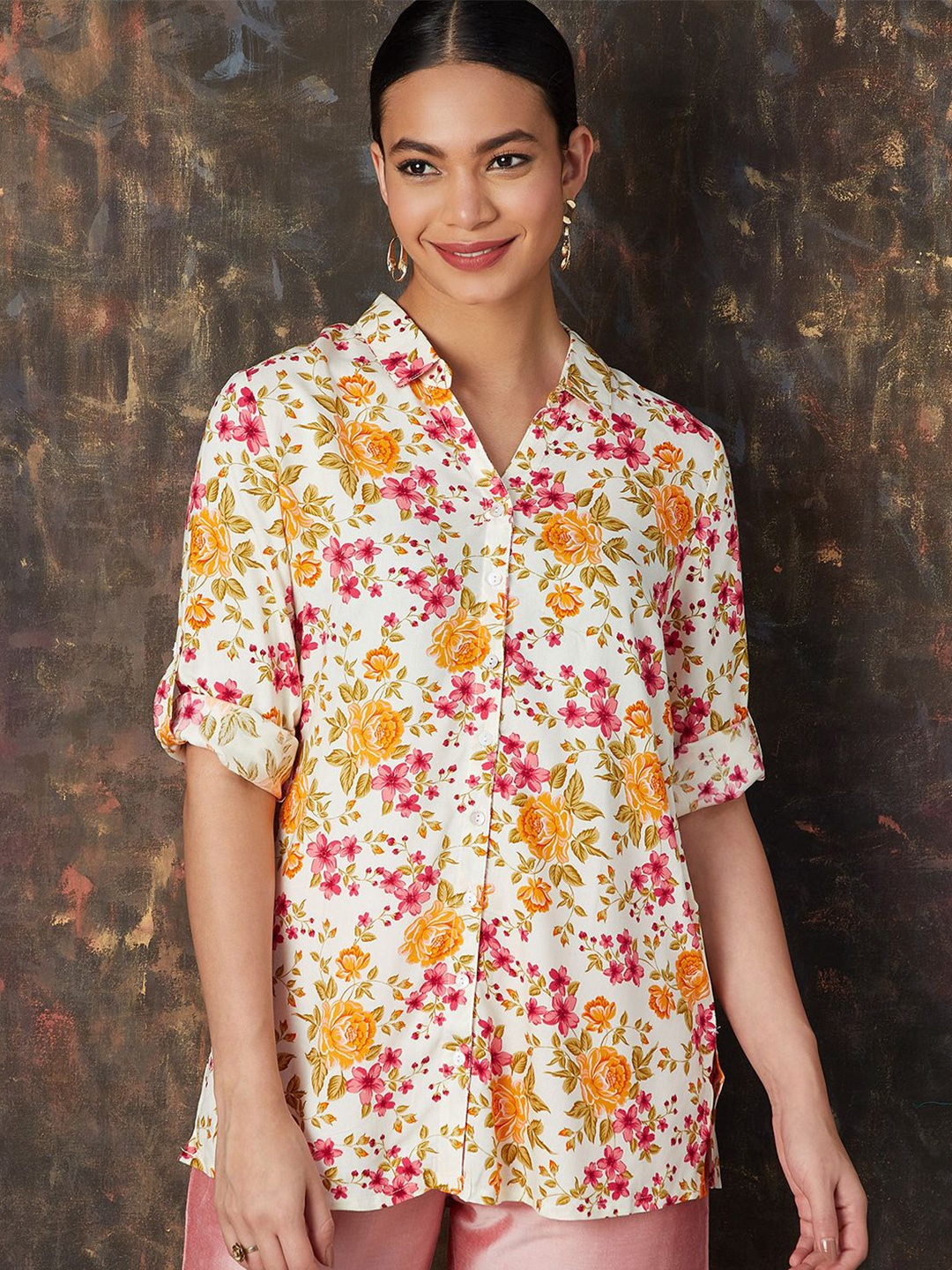 

Melange by Lifestyle Printed Straight Tunic, Off white