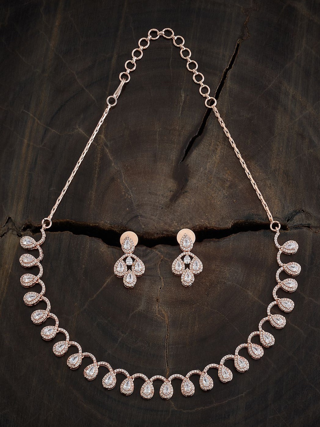 

Kushal's Fashion Jewellery Rose Gold-Plated Cubic Zirconia Jewellery Set