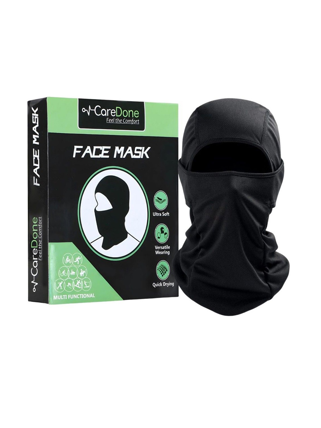 

CareDone Men Cotton Fabric Bike Riding Washable Reusable Dust Protection Cover Face Mask, Black