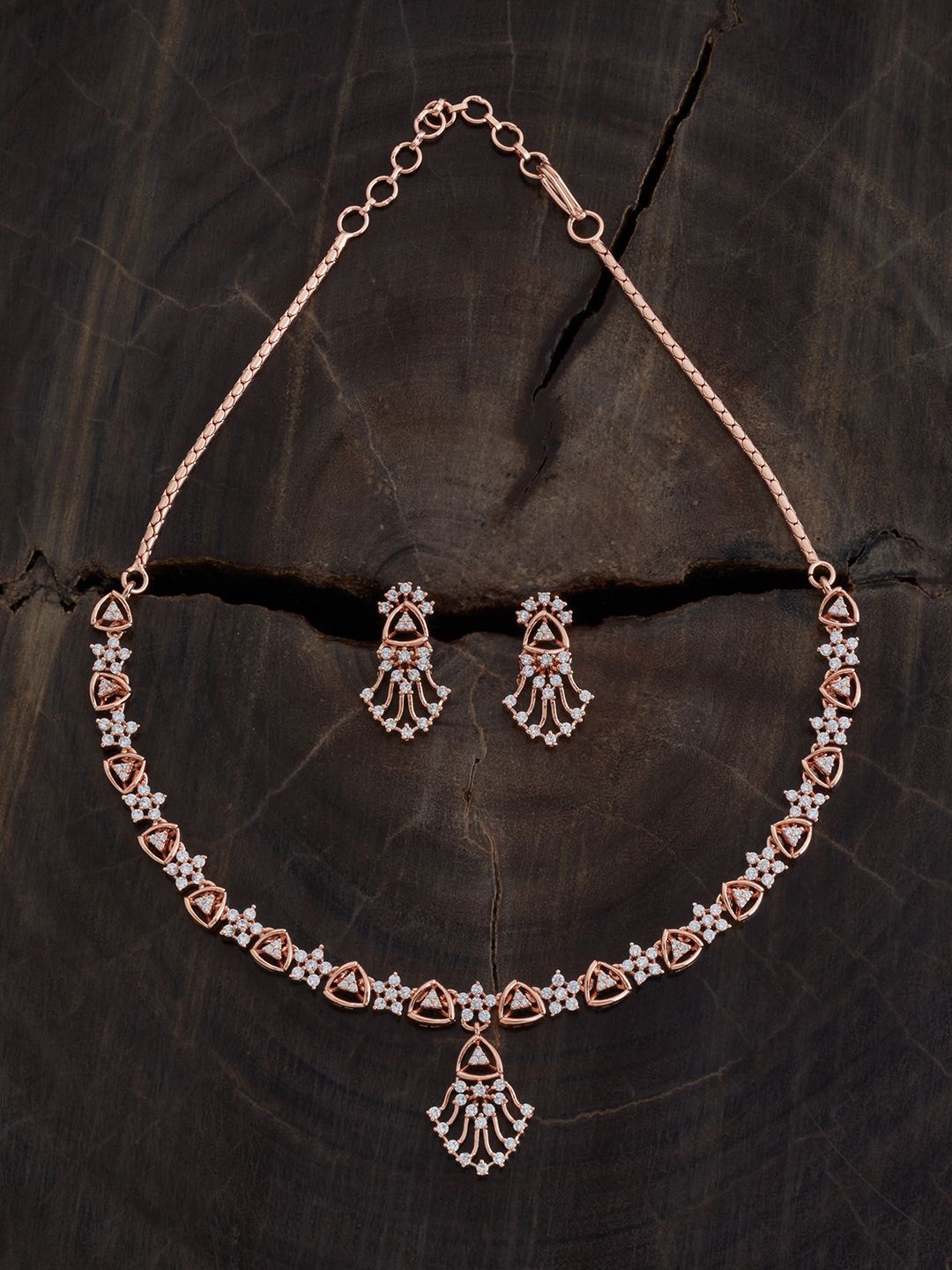 

Kushal's Fashion Jewellery Rose Gold-Plated Zircon Studded Jewellery Set