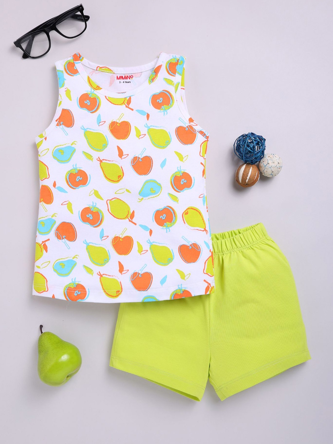 

MIMINO Girls Printed T-shirt with Shorts, Green