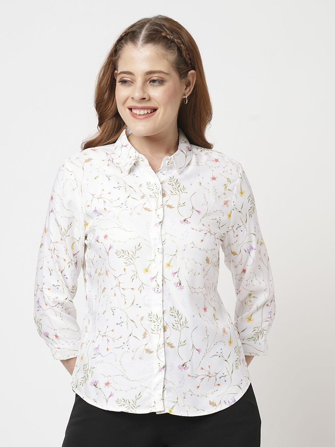 

Kraus Jeans Women Slim Fit Floral Opaque Printed Casual Shirt, Multi