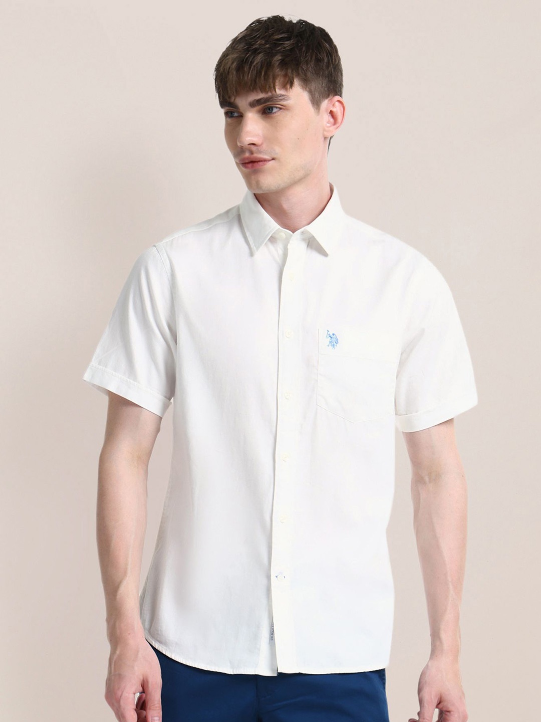 

U.S. Polo Assn. Men Classic Opaque Casual Shirt, White
