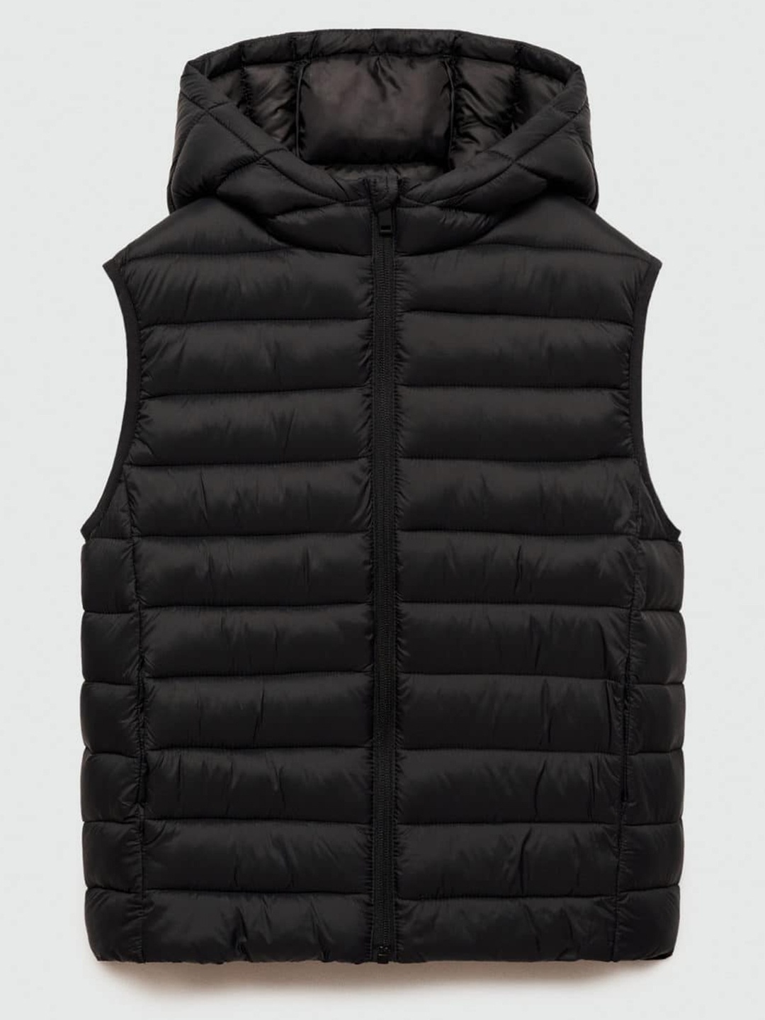 

Mango Kids Boys Hooded Quilted Gilet Jacket, Black