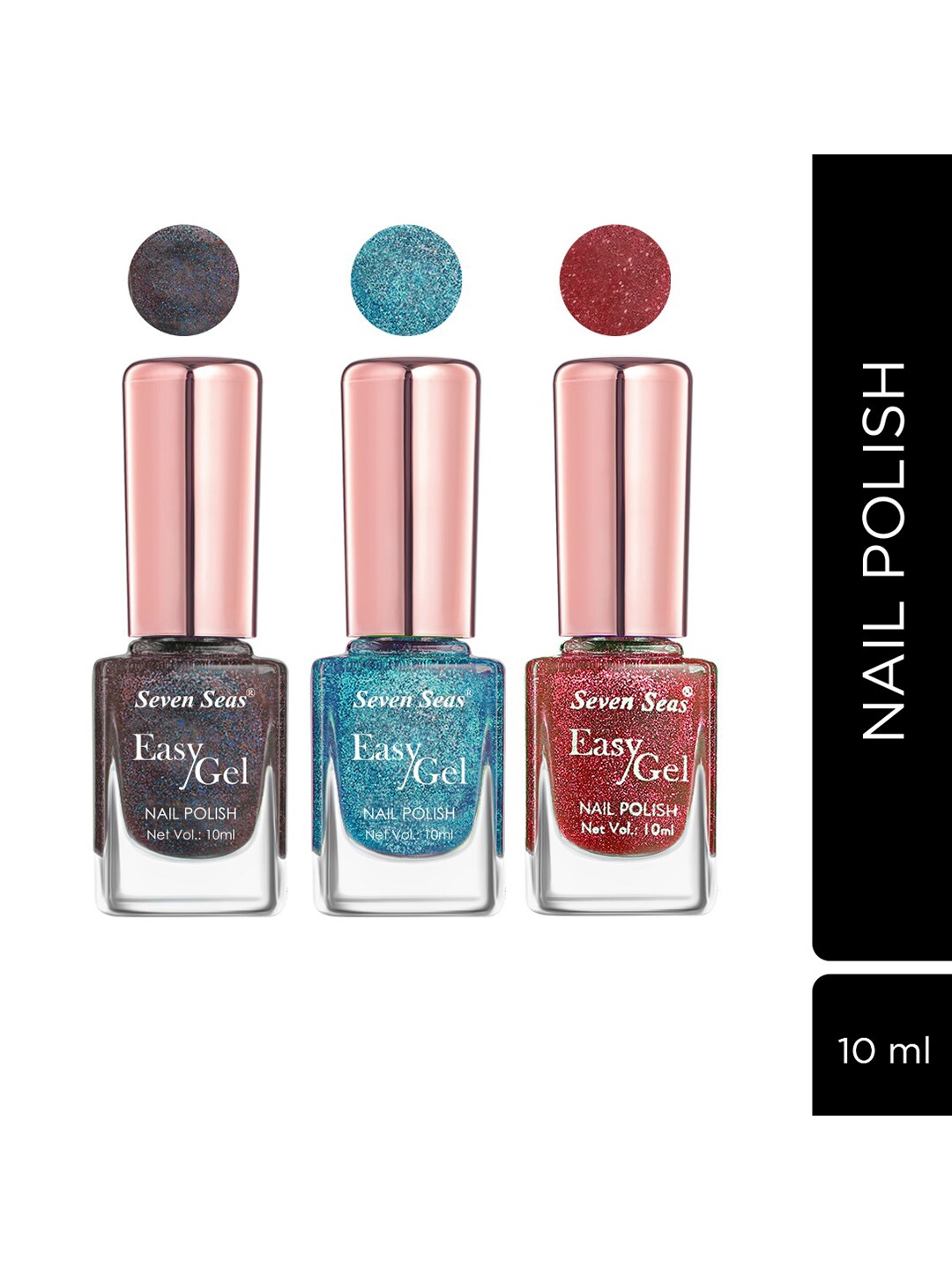 

Seven Seas Set Of 3 Easy Gel Long-Lasting Nail Polishes - 10ml Each, Blue