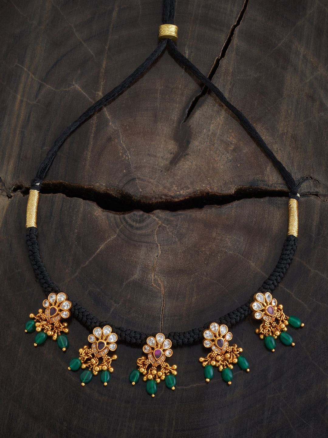 

Kushal's Fashion Jewellery 92.5 Pure Silver Gold-Plated Temple Necklace