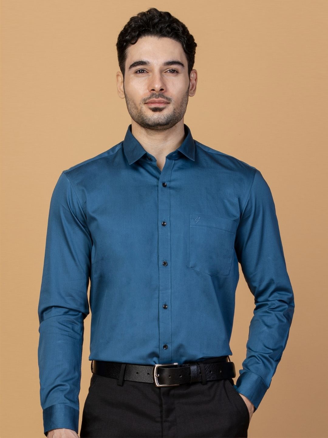 

Berkshire Men Comfort Slim Fit Opaque Formal Shirt, Green