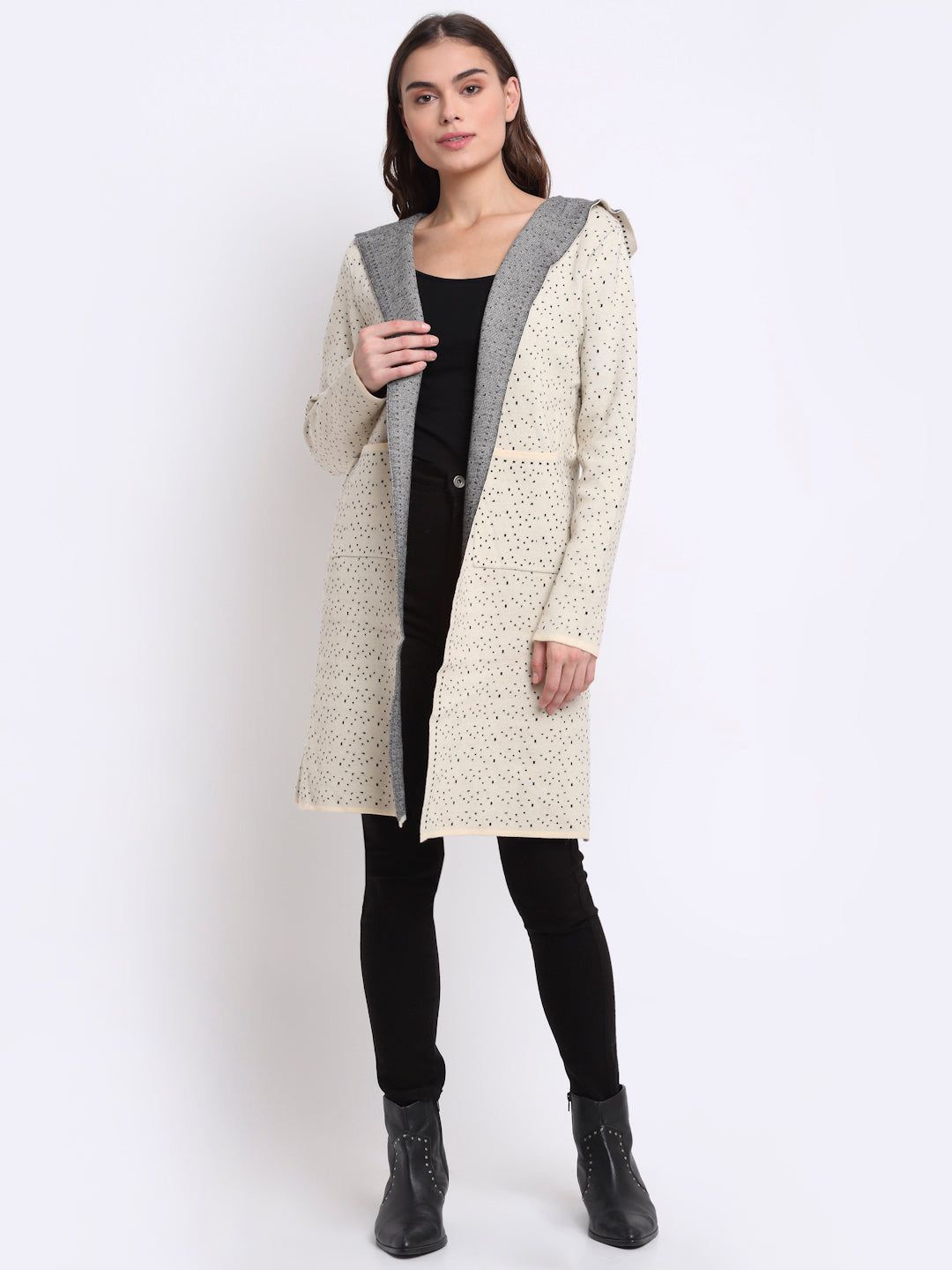 

Global Republic Women Printed Longline Shrug, Beige