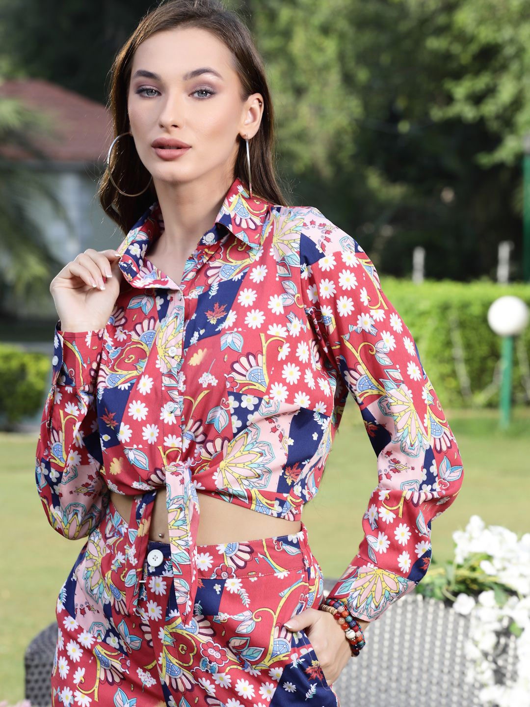 

Sera Women Floral Opaque Printed Casual Shirt, Red