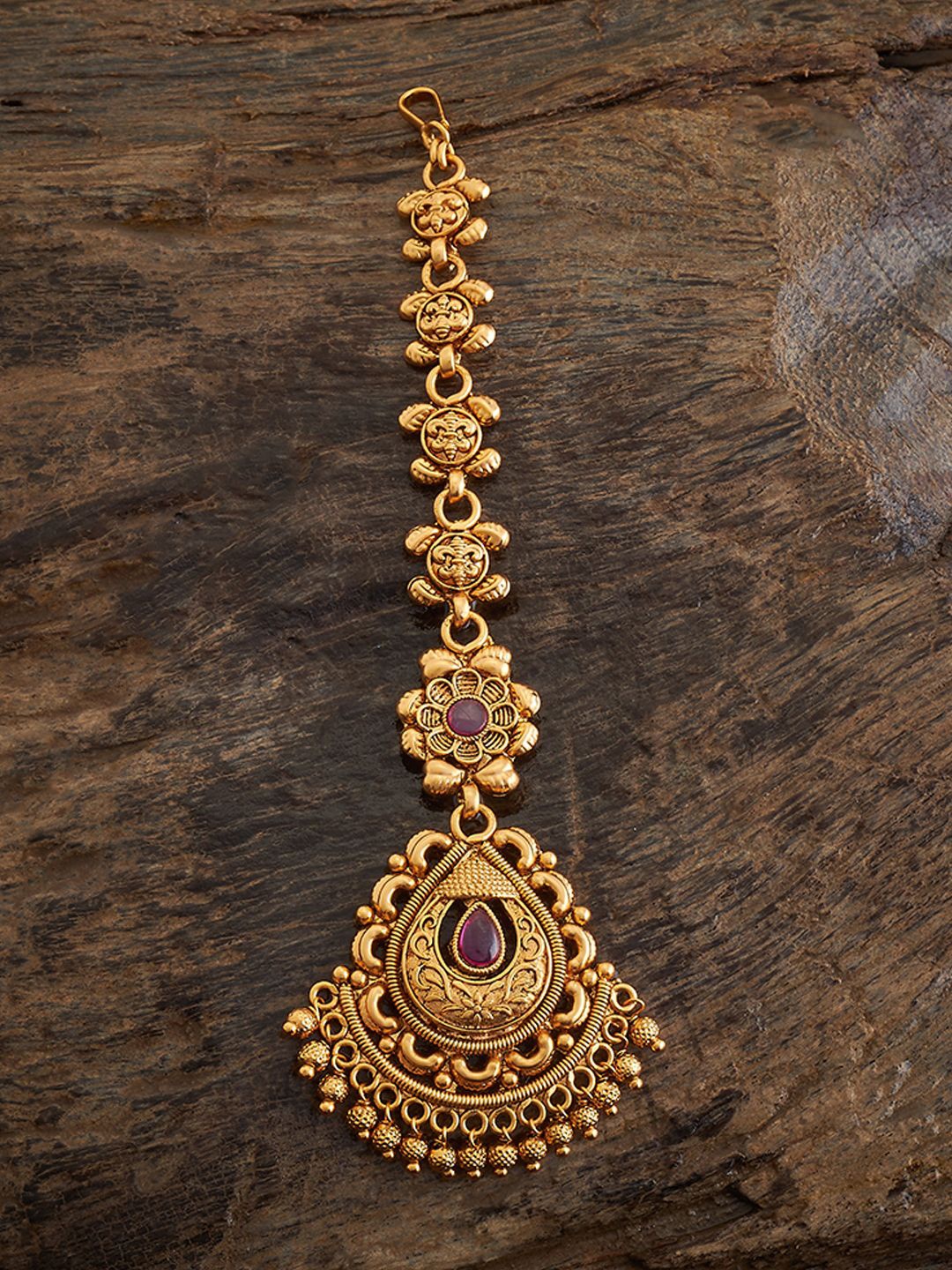 

Kushal's Fashion Jewellery Gold-Plated Stone Studded Maang Tikka Head Jewellery