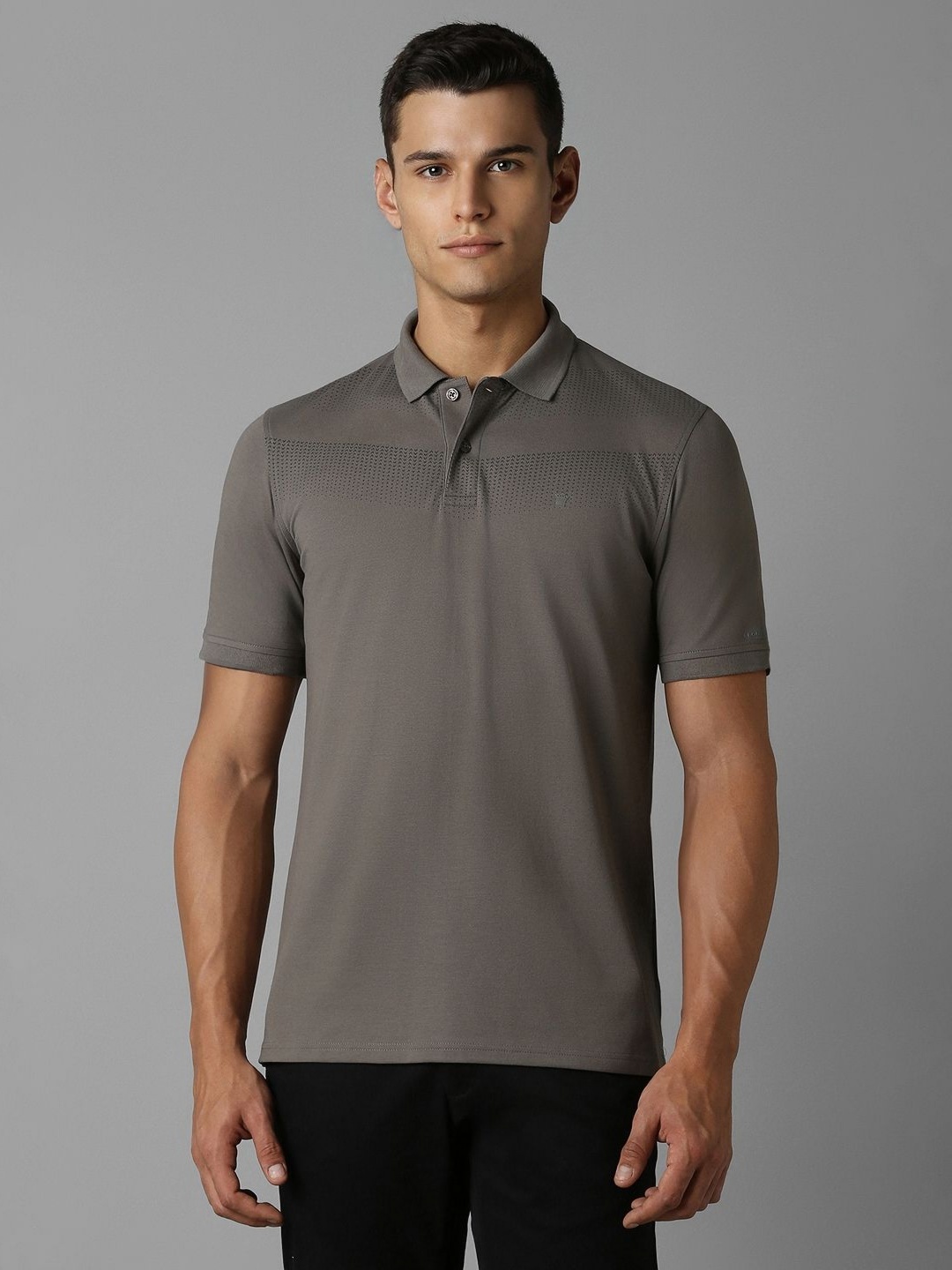 

Louis Philippe Men Solid Polo Collar Cotton T-Shirt, Grey