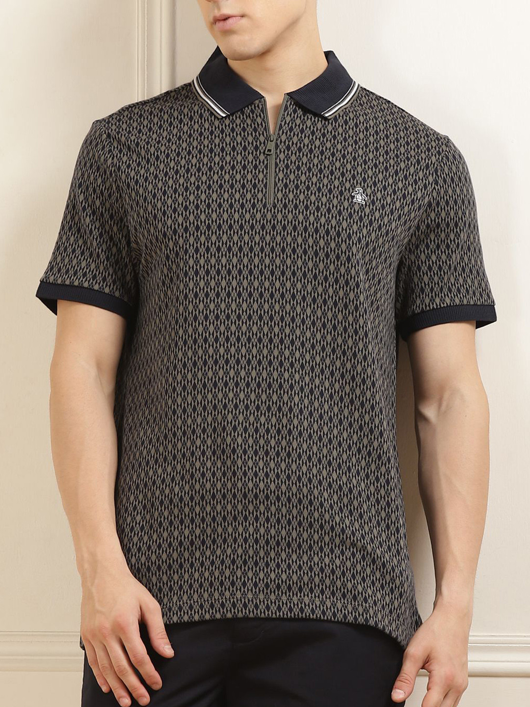 

Original Penguin Men Printed Polo Collar T-shirt, Olive