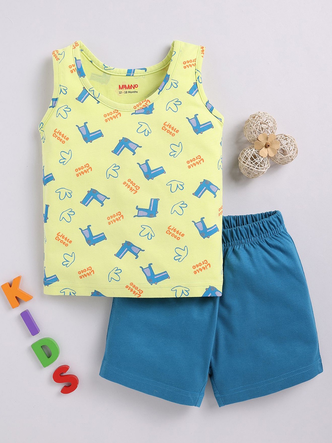 

MIMINO Boys Printed T-shirt with Shorts, Blue