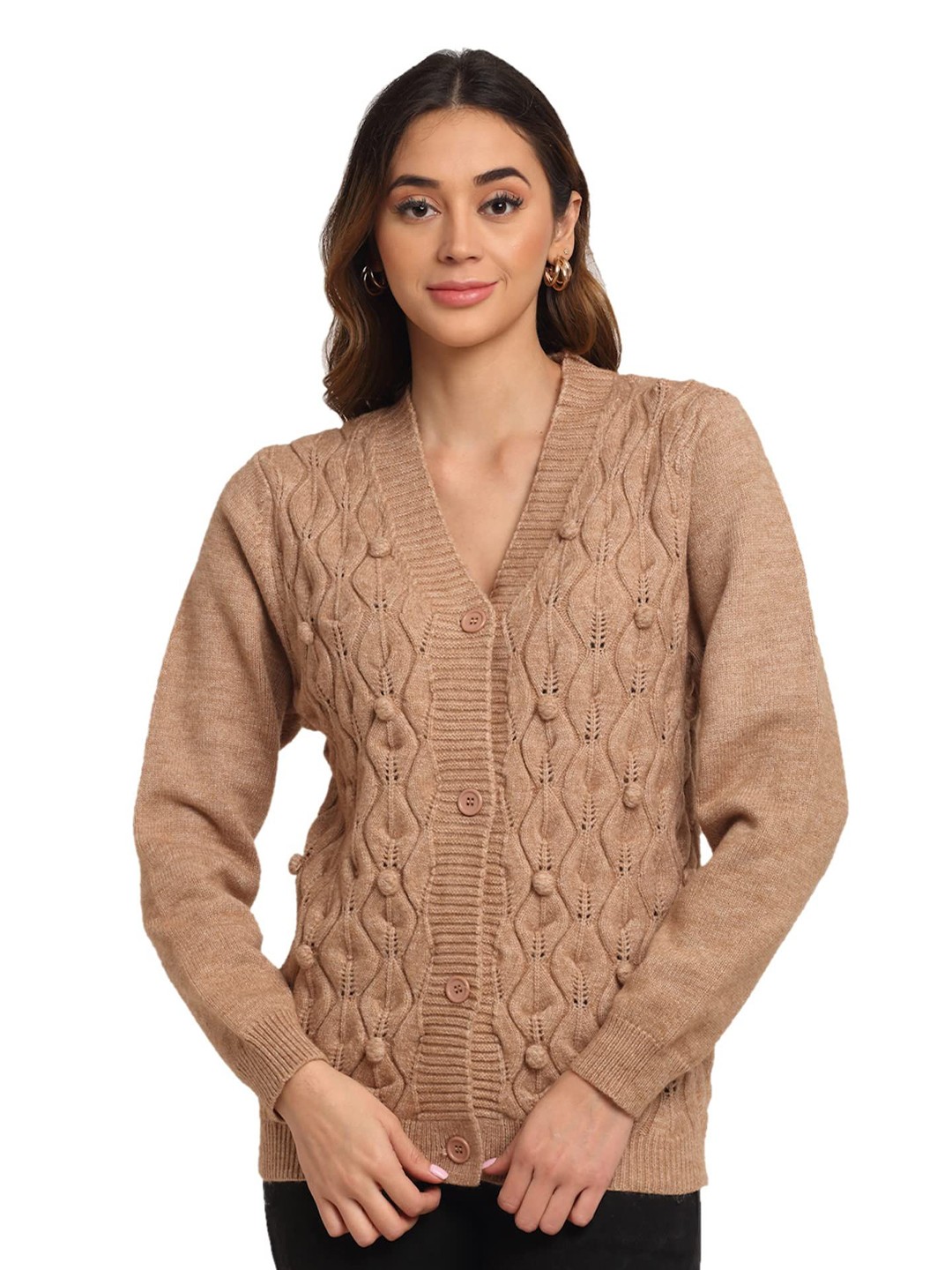 

Global Republic Women Cable Knit Cardigan, Brown
