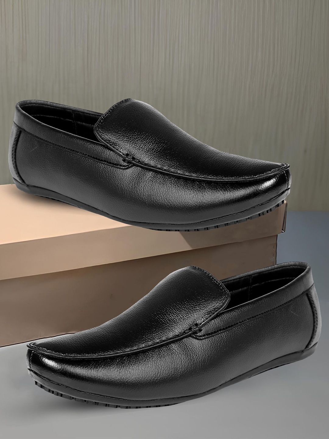 

Bxxy Men Formal Leather Slip-On Shoes, Black