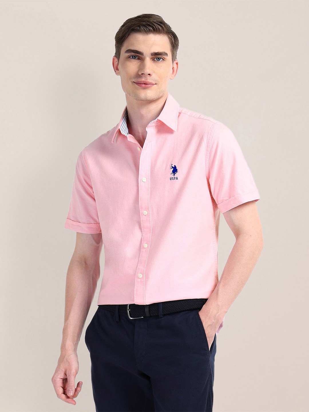 

U.S. Polo Assn. Men Classic Opaque Casual Shirt, Pink