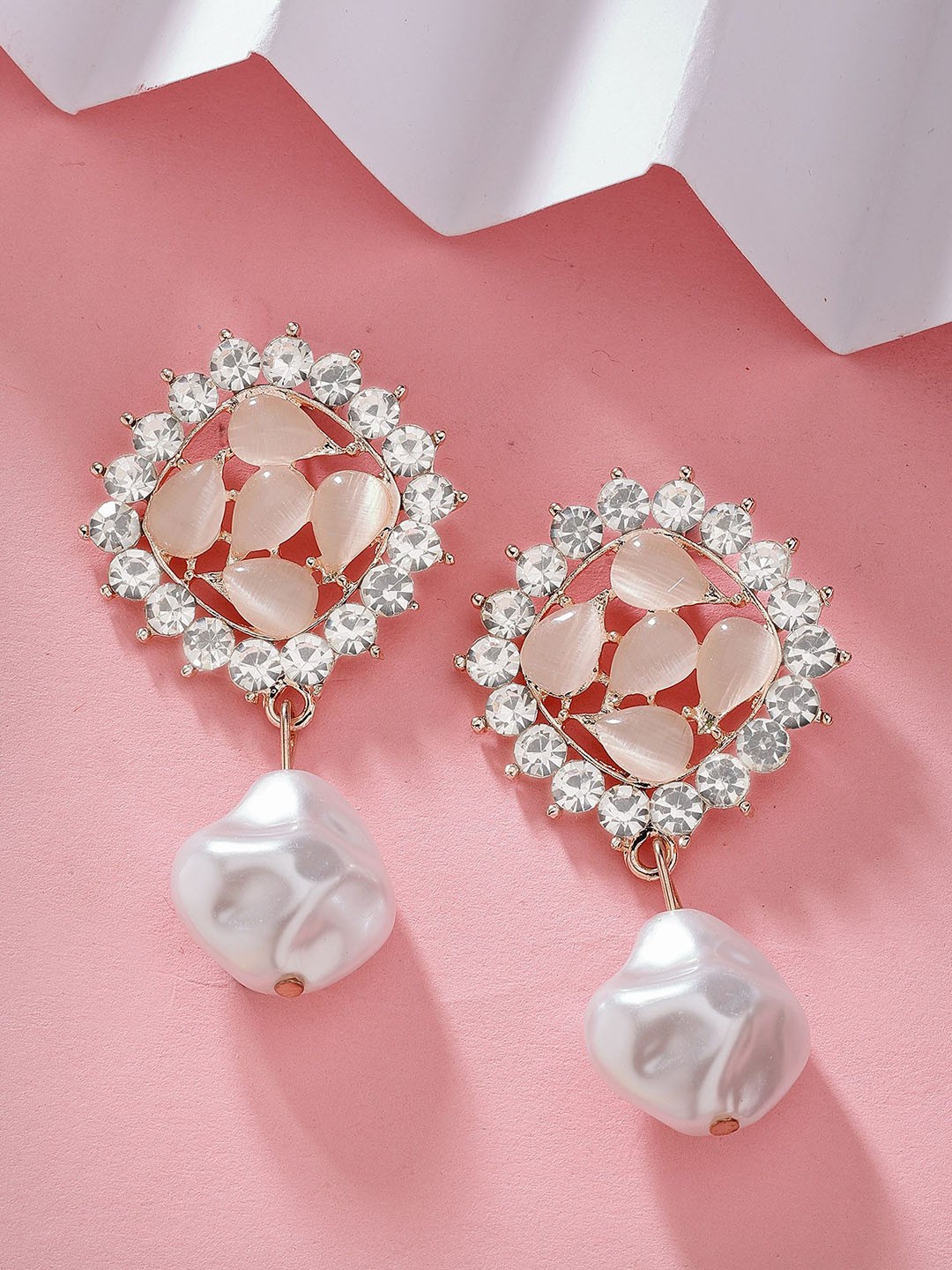 

Bohey by KARATCART Contemporary Drop Earrings, Peach