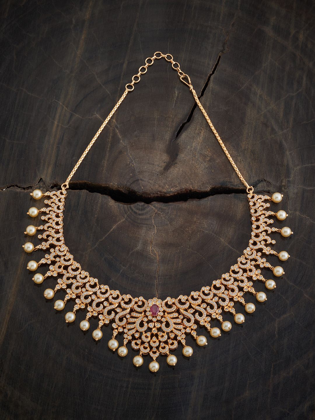 

Kushal's Fashion Jewellery Gold-Plated Cubic Zirconia Statement Necklace