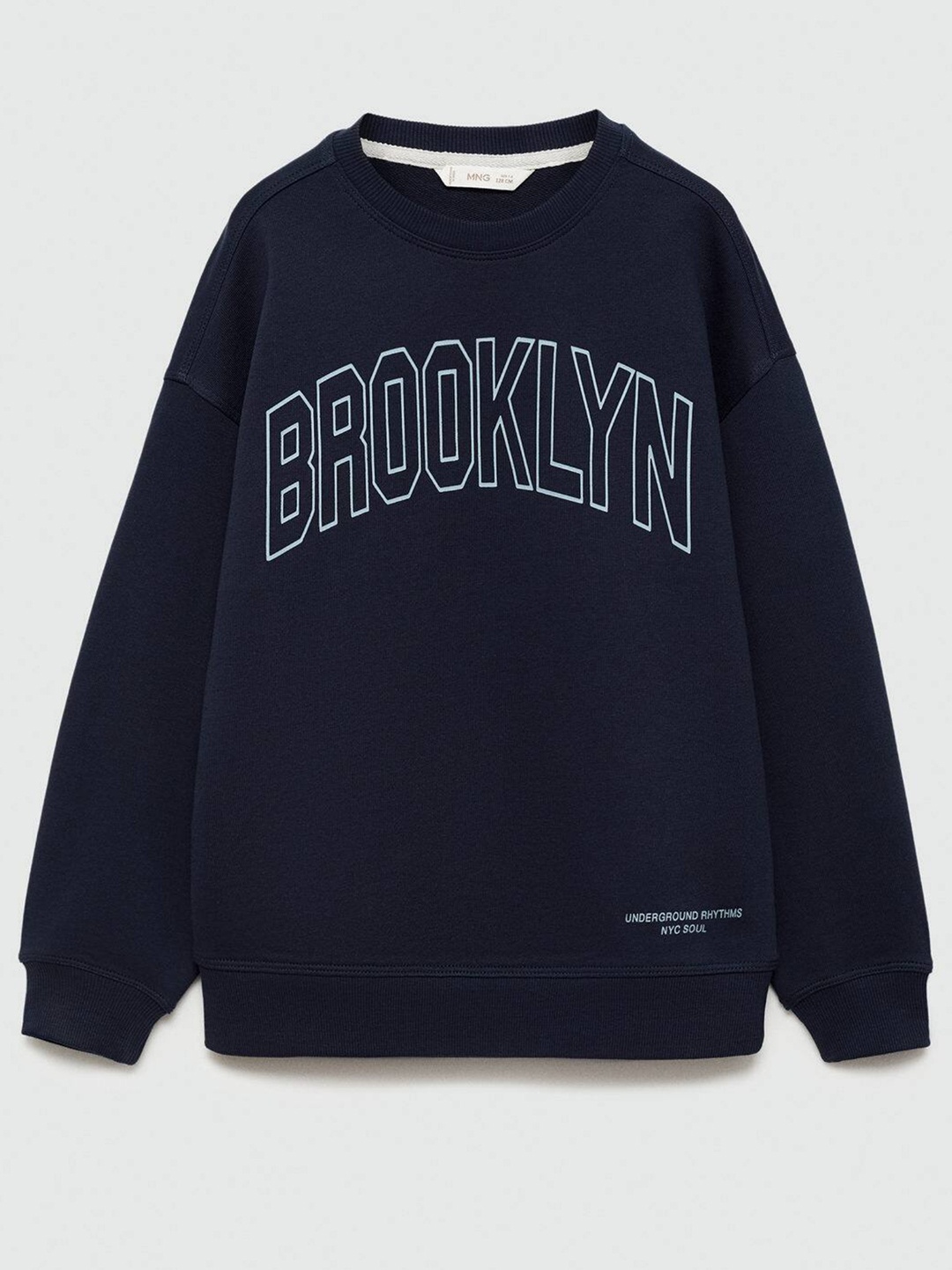 

Mango Kids Boys Typography Printed Pure Cotton Sweatshirt, Navy blue