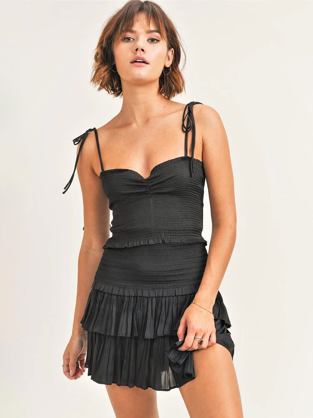 

LULU & SKY Sleeveless Crop Top & Skirt Co-Ords, Black