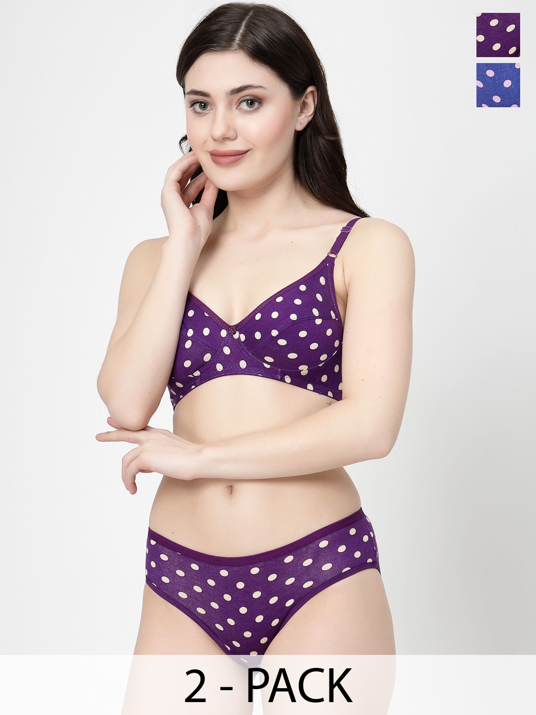 

Docare Pack Of 2 Non-Padded Cotton Lingerie Set, Blue