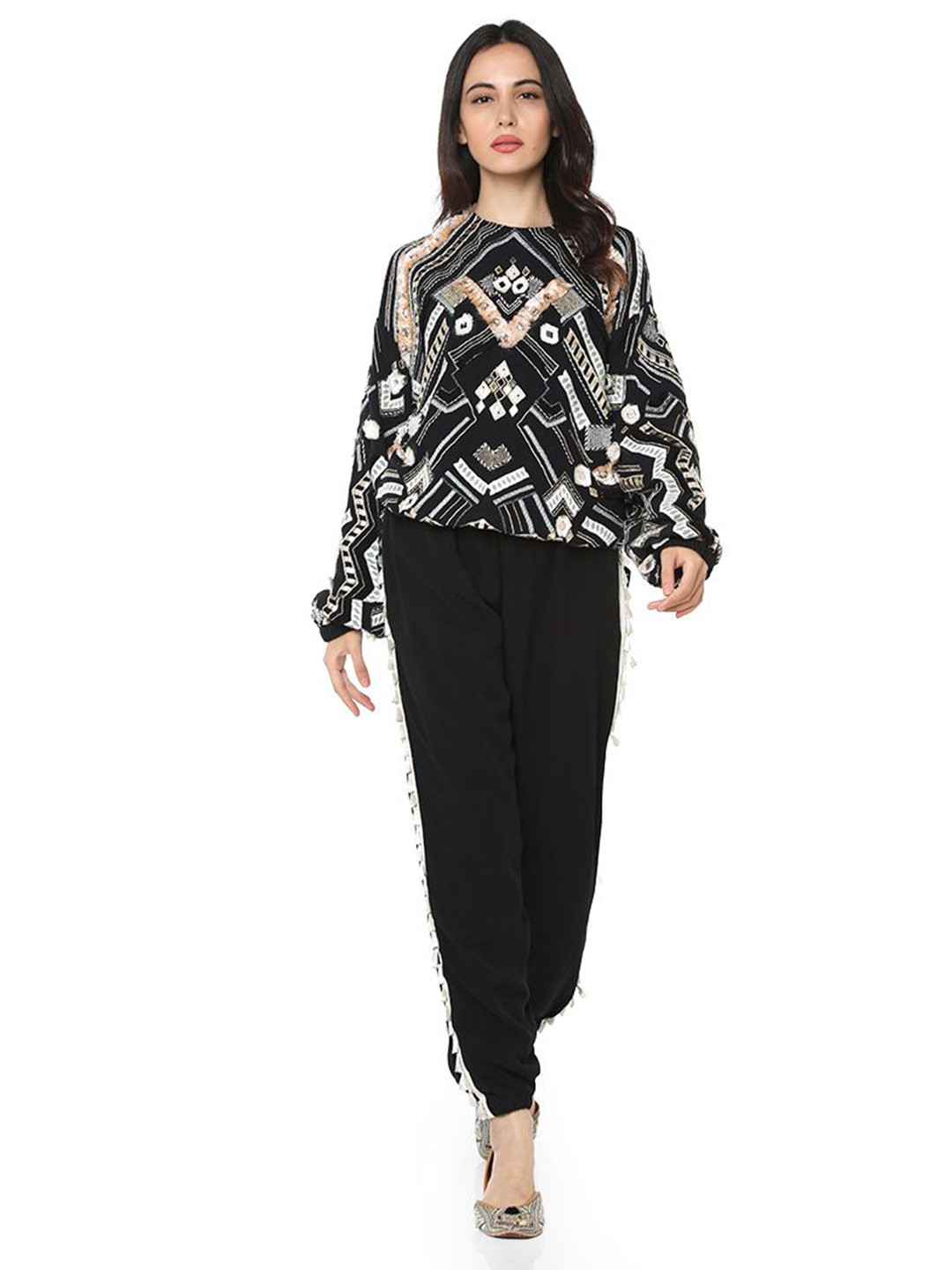 

Payal Singhal Print Georgette Top, Black
