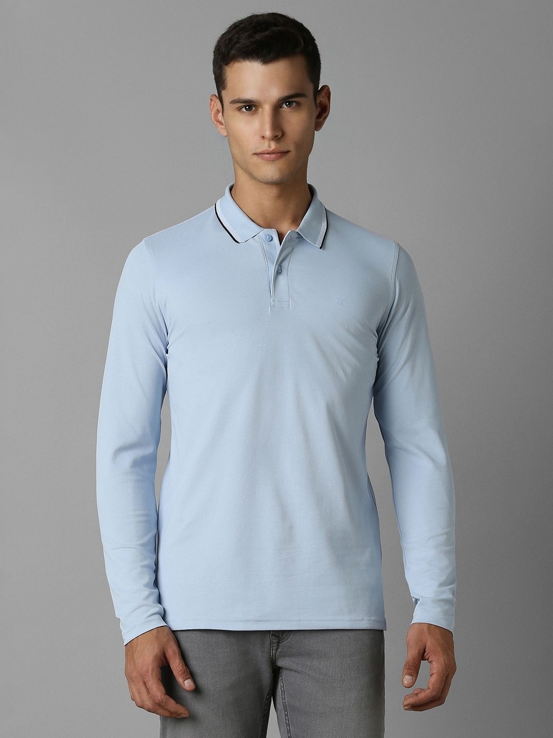 

Louis Philippe Men Solid Polo Collar T-Shirt, Blue