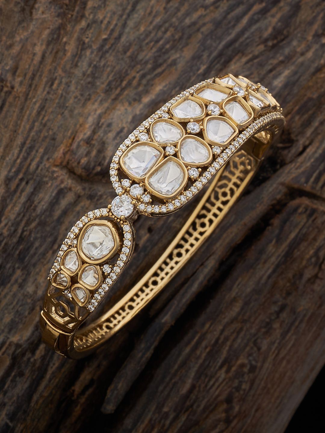 

Kushal's Fashion Jewellery Gold-Plated Ethnic Kundan Kada