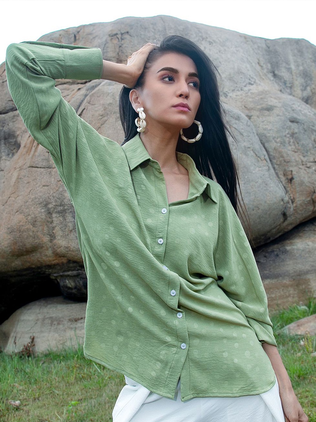 

PINACOLADA Women Relaxed Opaque Casual Shirt, Green