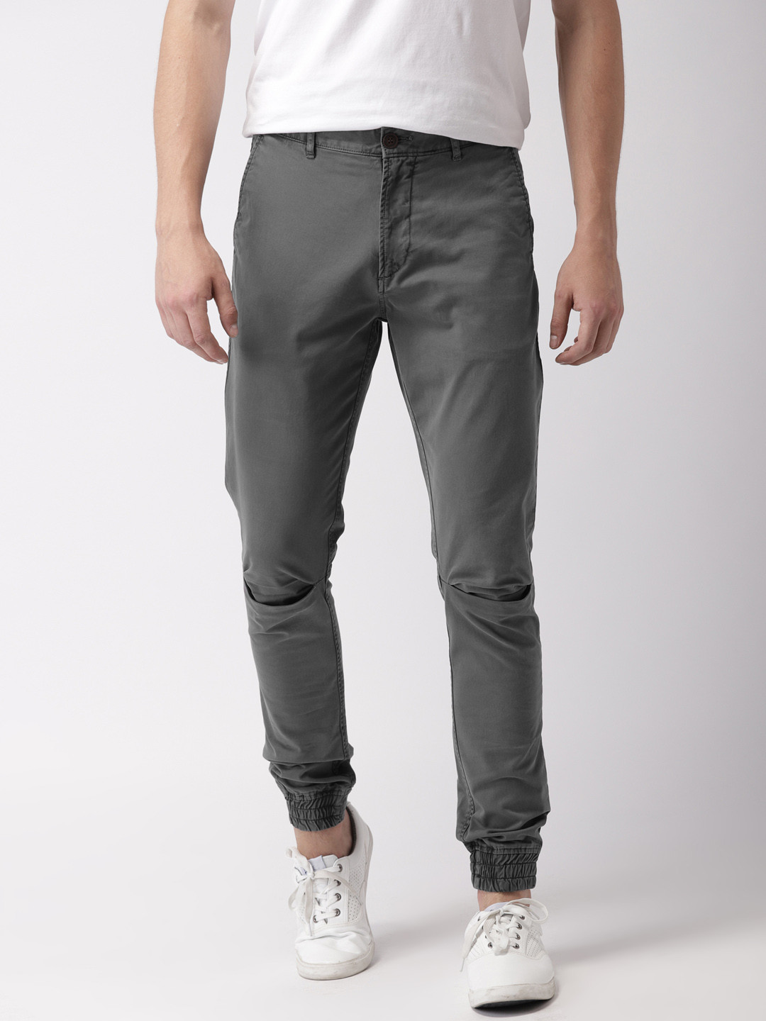 Mast & Harbour Men Grey Slim Fit Solid Regular Joggers