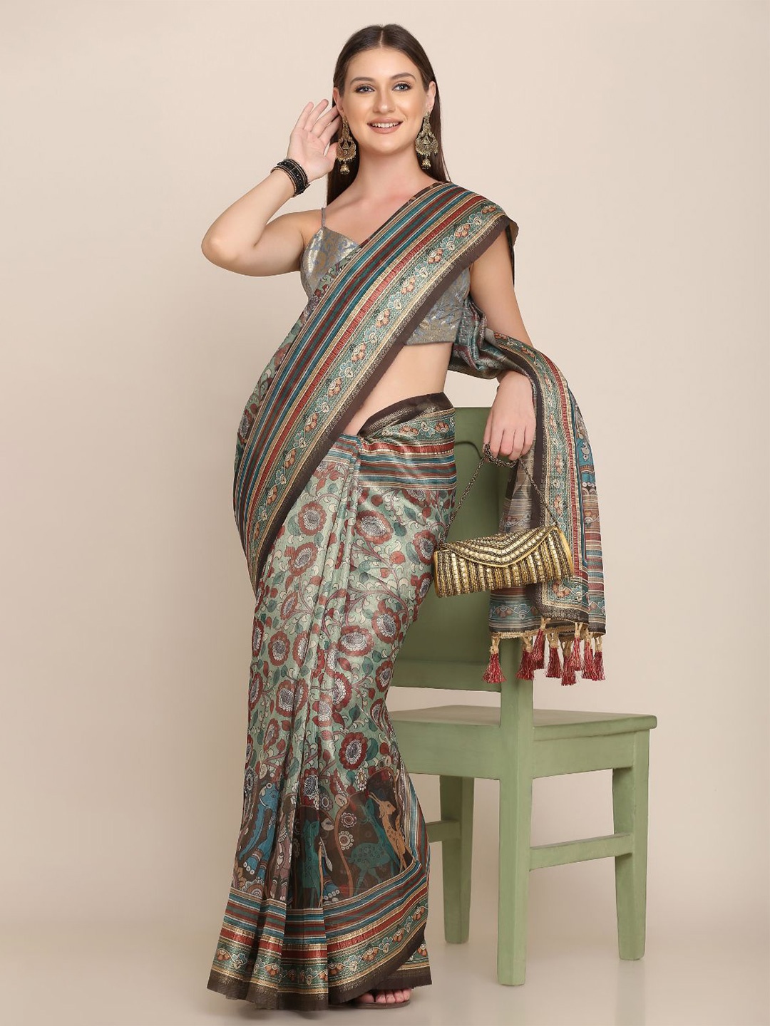 

Kaizen TEXO FAB Ethnic Motifs Khadi Saree, Blue
