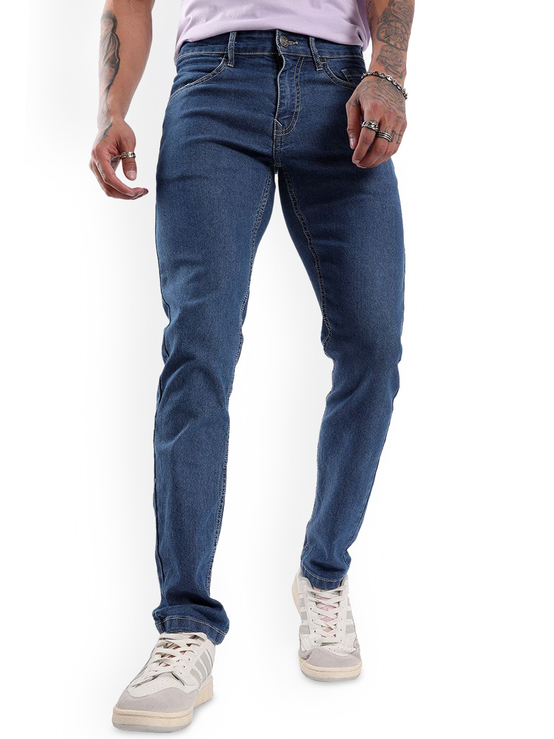 

WROGN Men Comfort Mid-Rise Slim Fit Jeans, Blue