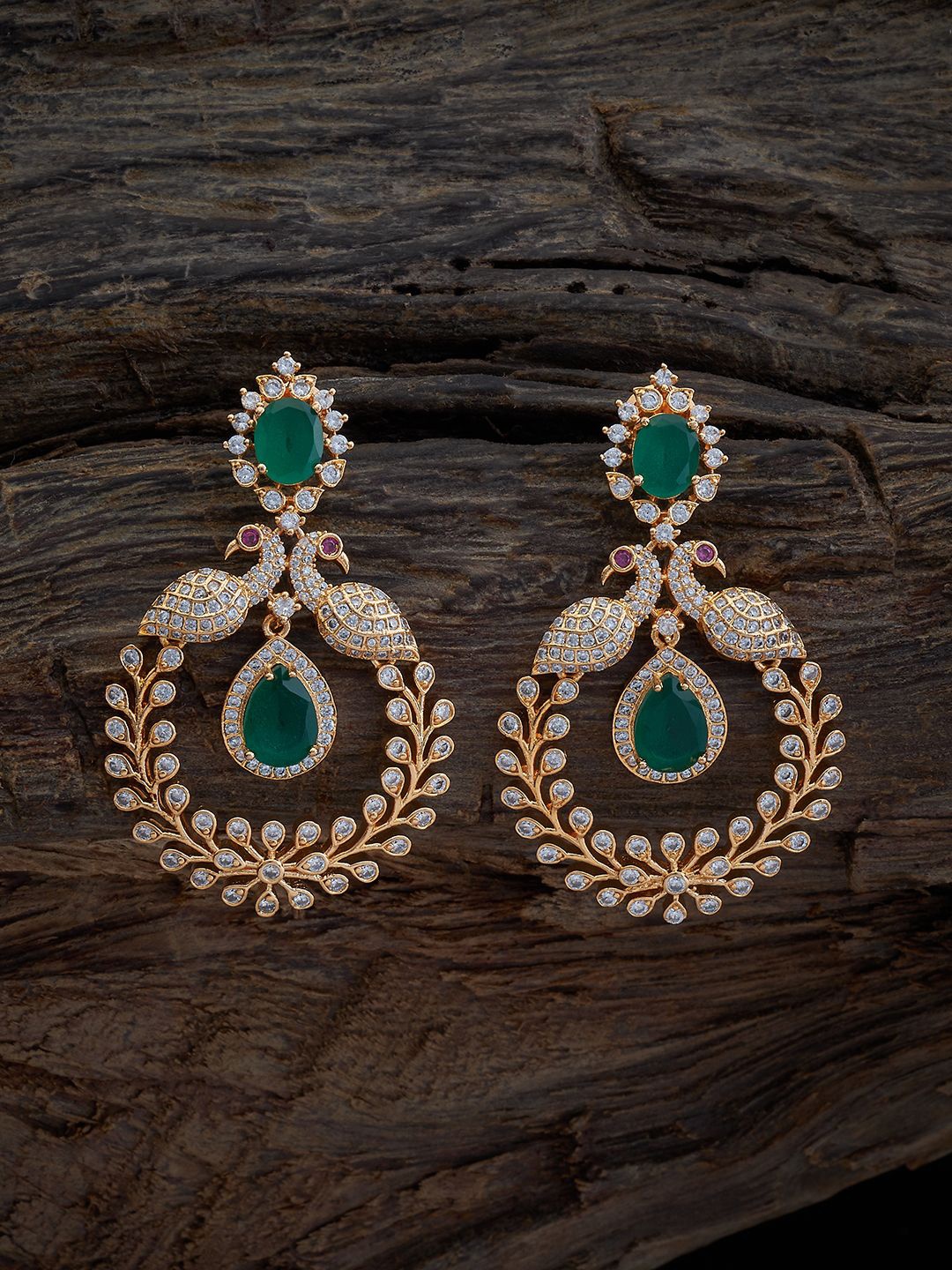 

Kushal's Fashion Jewellery Gold-Plated Cubic Zirconia Studded Classic Drop Earrings, Green