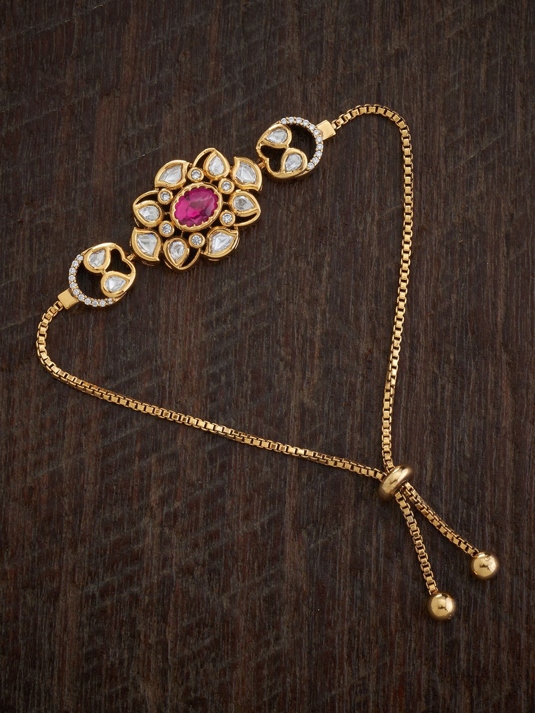 

Kushal's Fashion Jewellery Kundan Armlet Bracelet, Gold