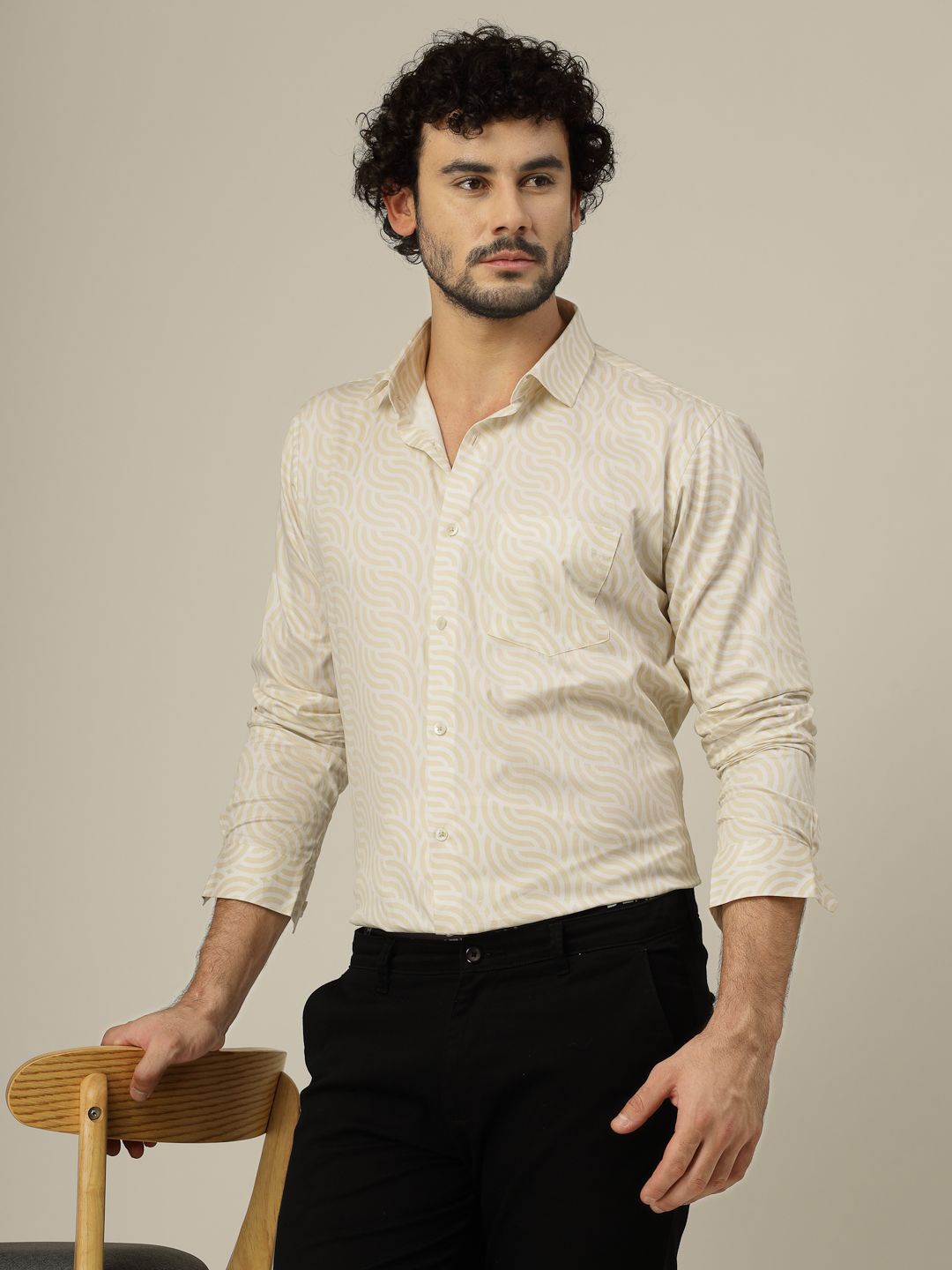 

JADEBERRY Men Classic Slim Fit Micro Checks Opaque Striped Party Shirt, Yellow