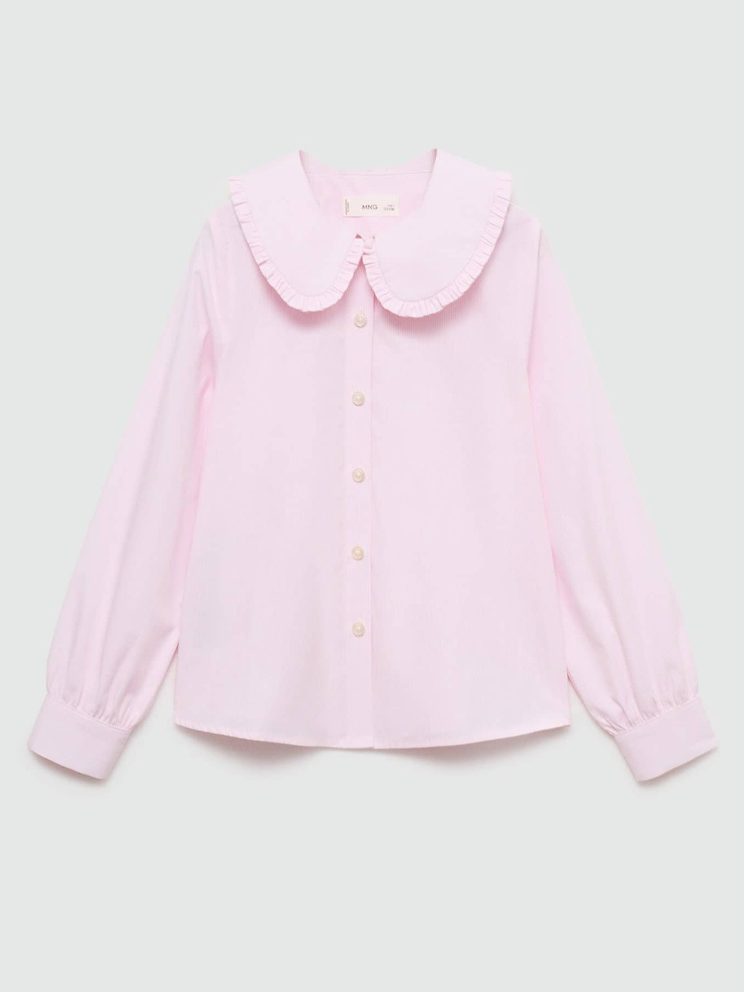 

Mango Kids Girls Cotton Peter Pan Collar Shirt Style Top, Pink