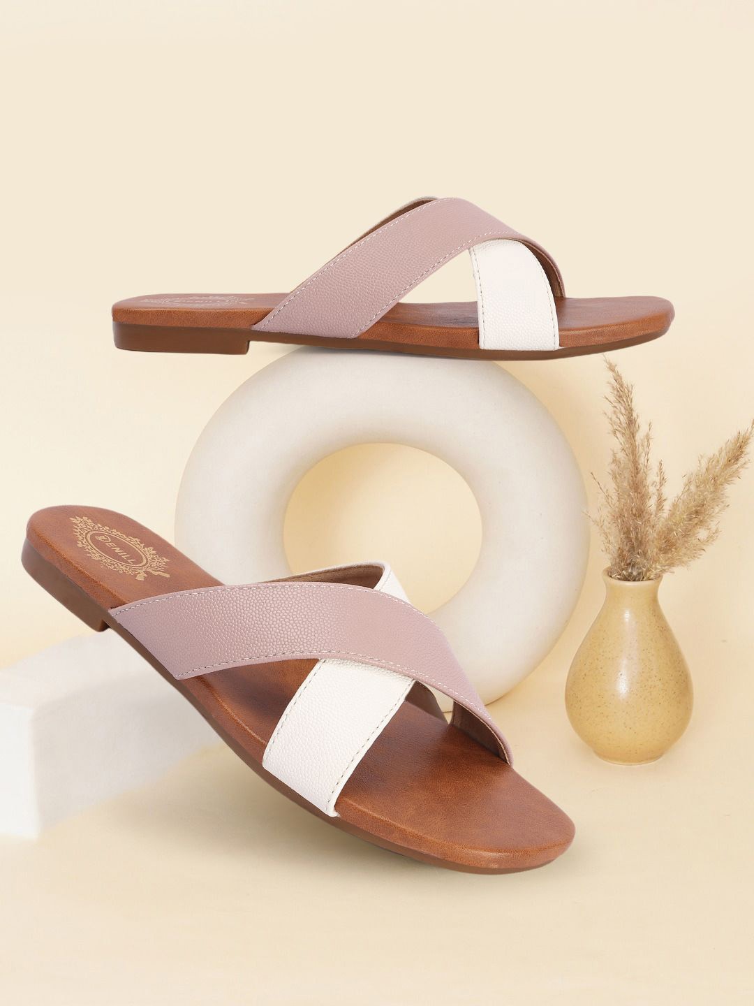

Denill Women Synthetic Leather Open Toe Flats, Pink