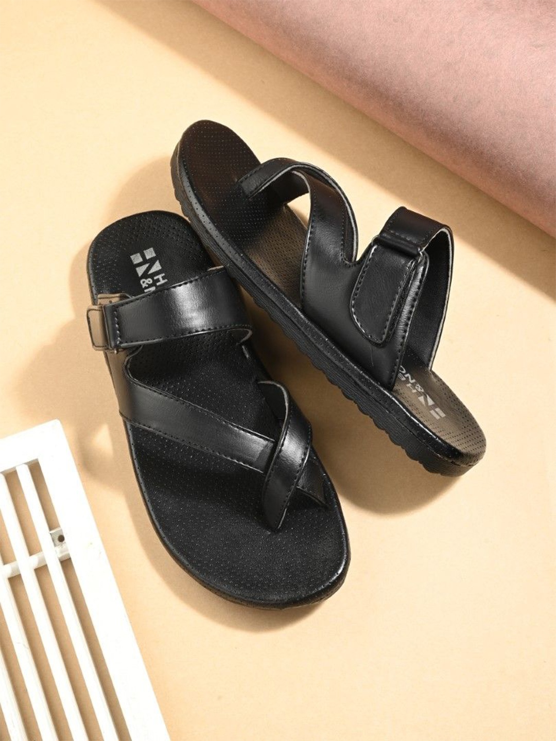 

HERE&NOW Men PU Comfort Sandals, Black