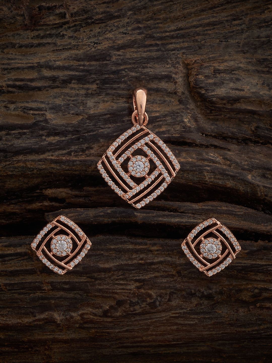 

Kushal's Fashion Jewellery Rose Gold-Plated Cubic Zirconia Studded Jewellery Set
