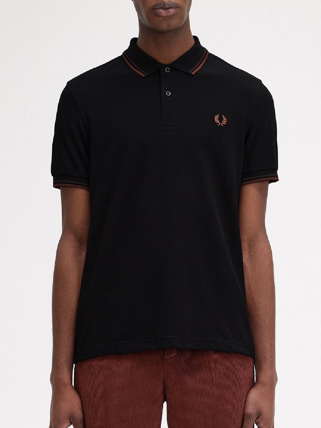 

Fred Perry Men Polo Collar Applique T-shirt, Black