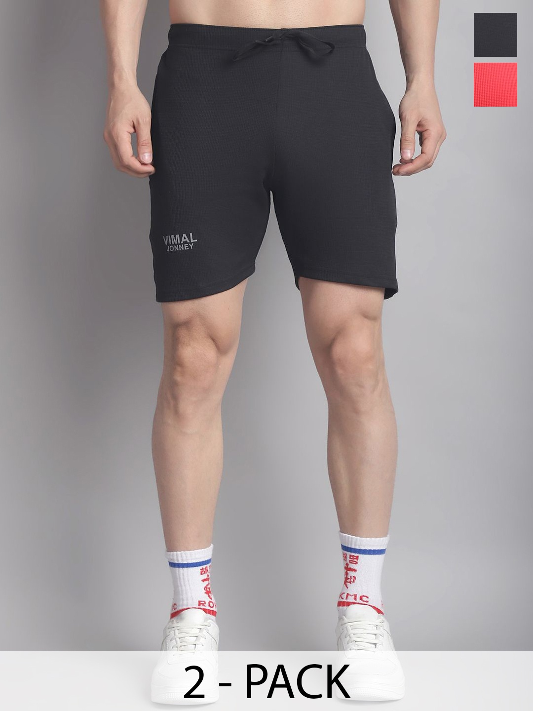 

MACK JONNEY Pack Of 2 Men Training or Gym Sports Shorts, Black