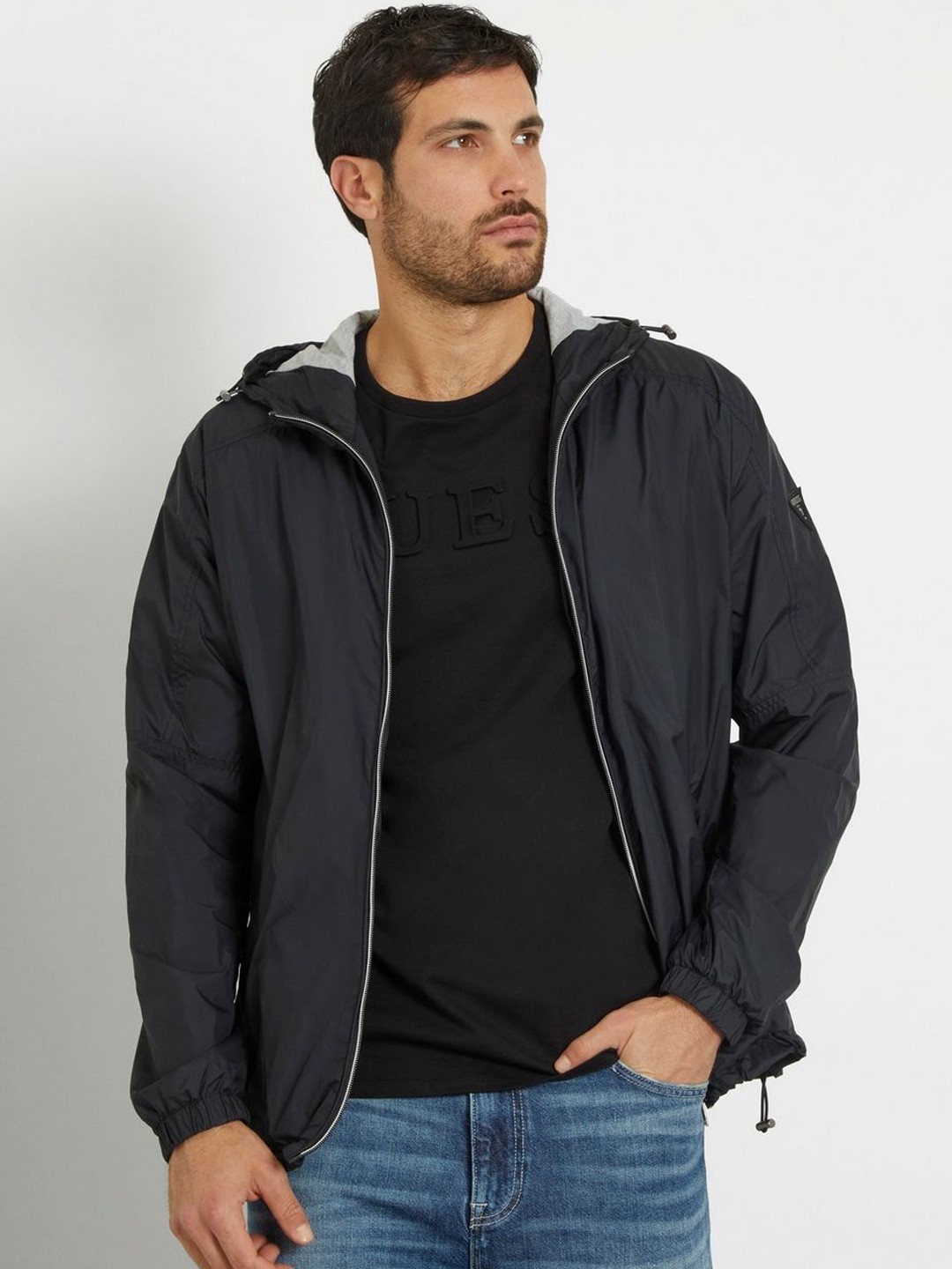 

GUESS Men Floral Bomber Jacket, Black
