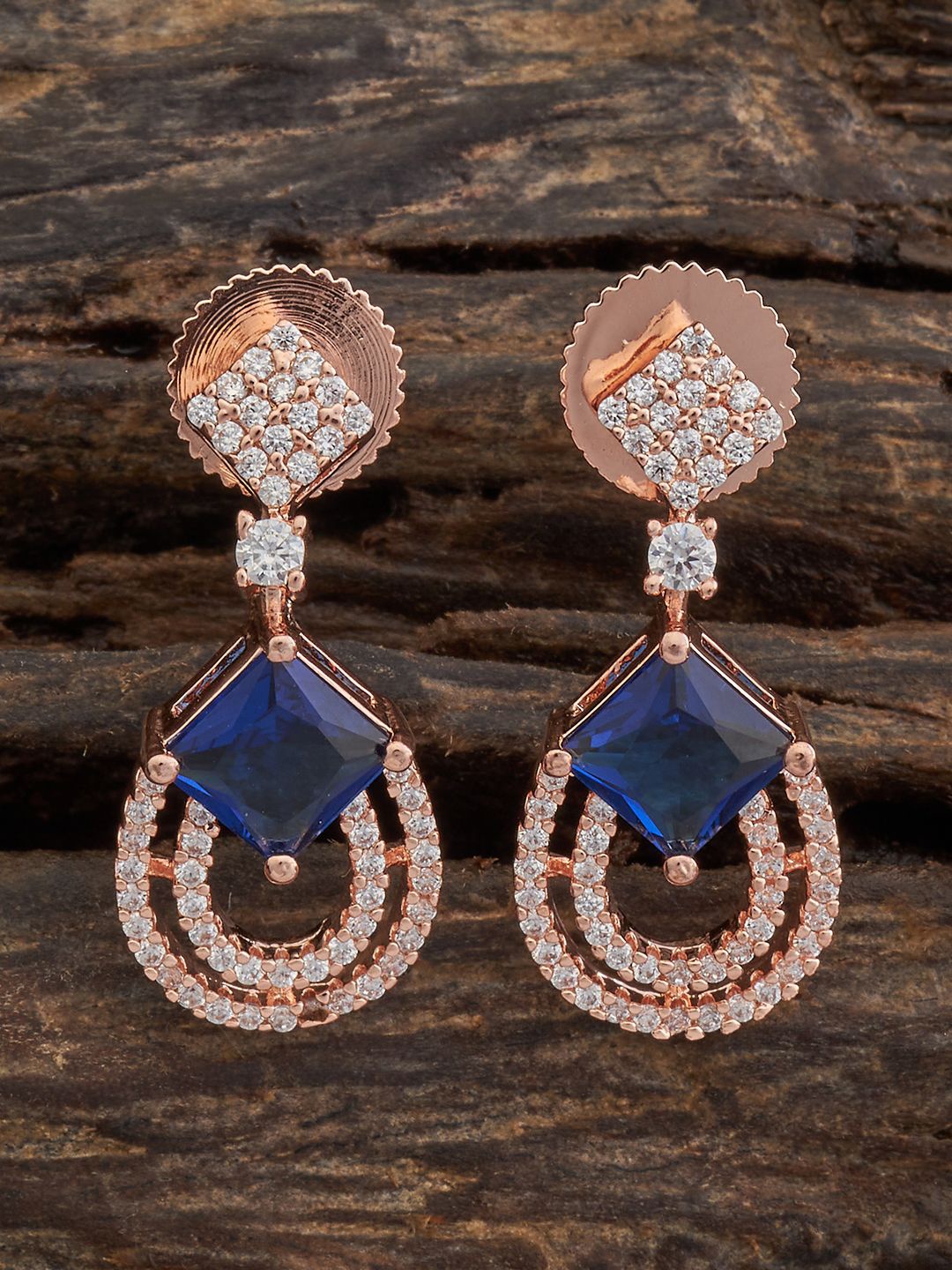 

Kushal's Fashion Jewellery Rose Gold-Plated Teardrop Shaped Cubic Zirconia Drop Earrings