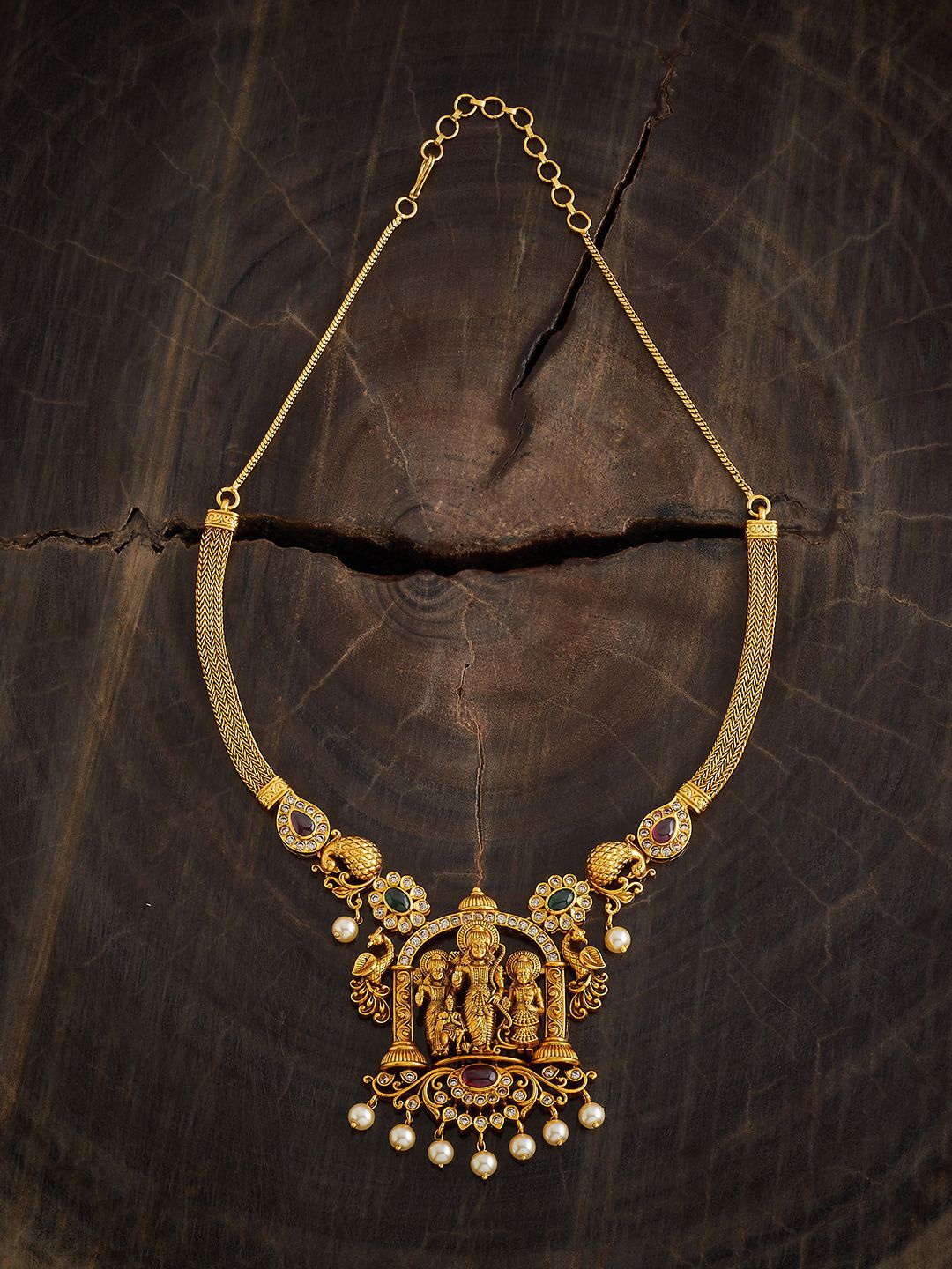 

Kushal's Fashion Jewellery Copper Gold Plated Artificial Beads Beaded Antique Necklace