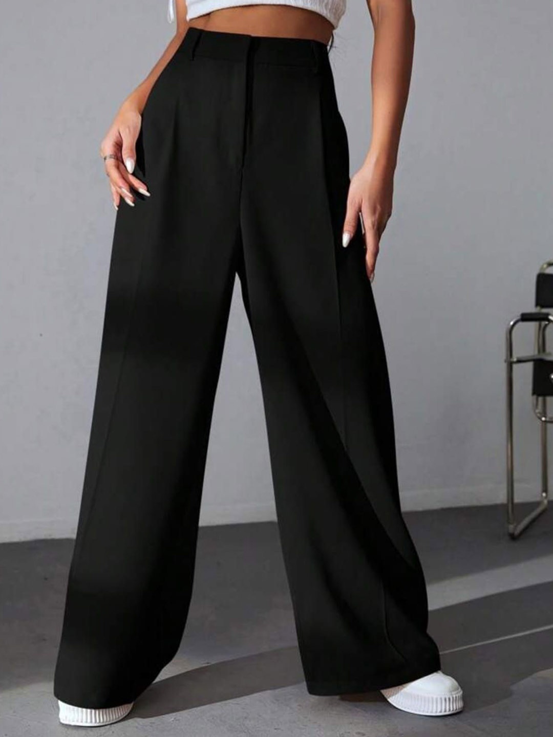 

Next One Women Black Pleated Korean Pants