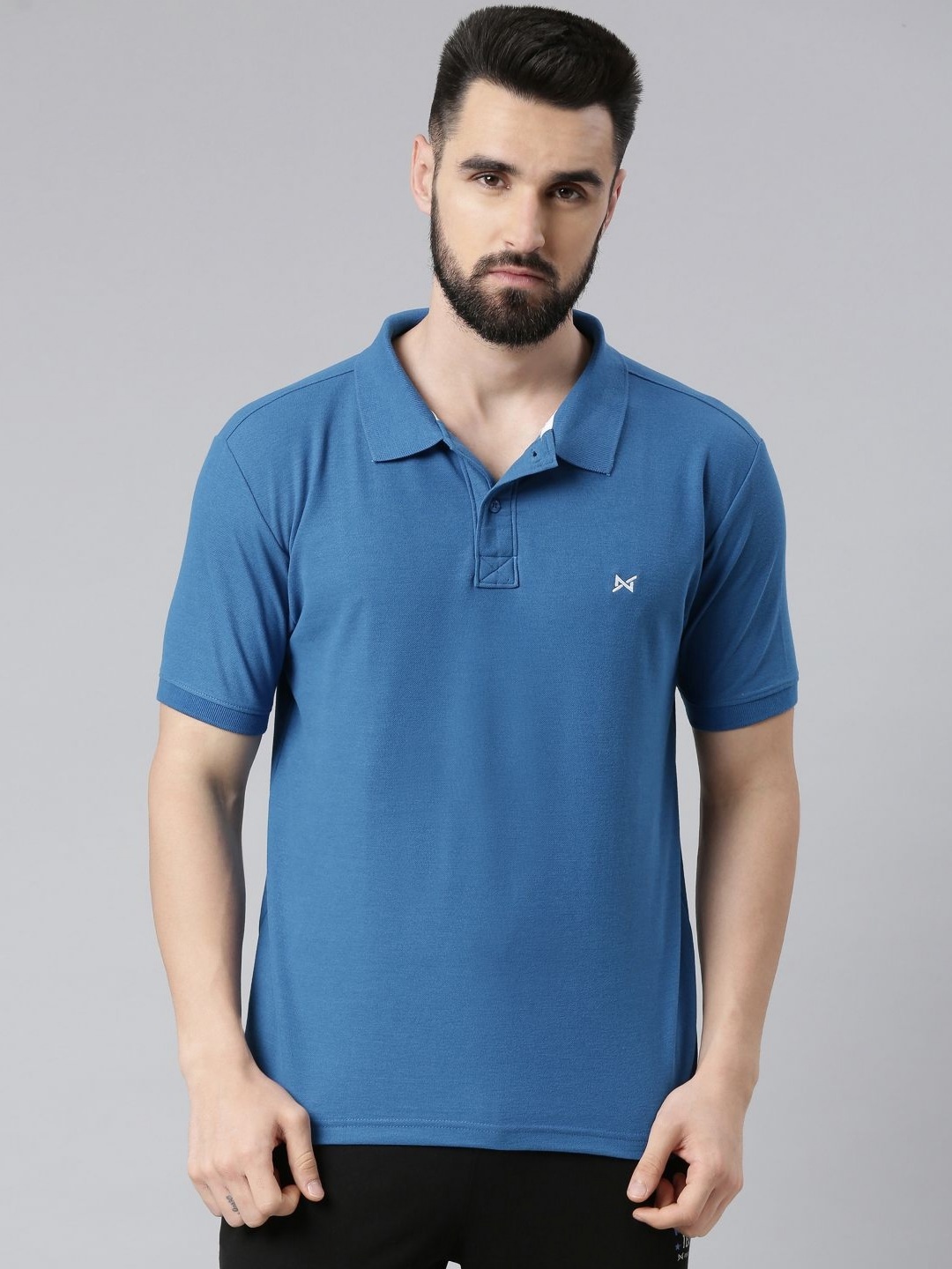 

Force NXT Men Solid Polo Collar Cotton T-Shirt, Blue