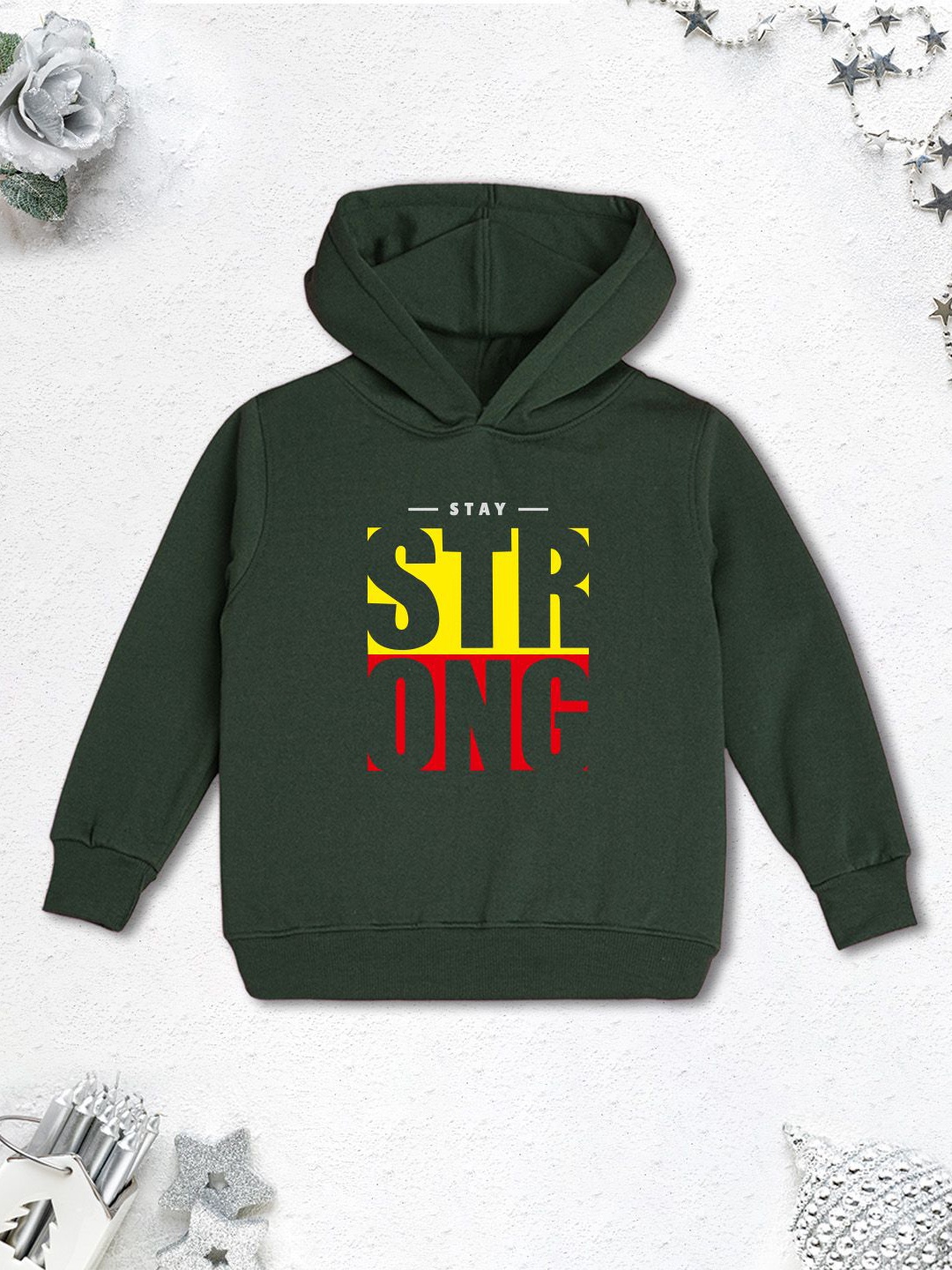 

NUSYL Boys Printed Hooded Sweatshirt, Green